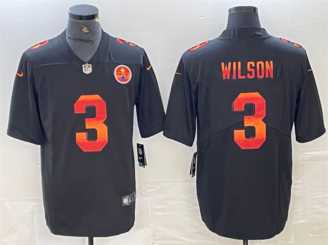 Men's Pittsburgh Steelers #3 Russell Wilson Black Fashion Limited Stitched Jersey Men's Pittsburgh Steelers #3 Russell Wilson Black Fashion Limited Stitched Jersey